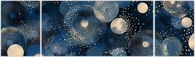 Obraz - Niebiesko-złote pierścienie (170x50 cm)