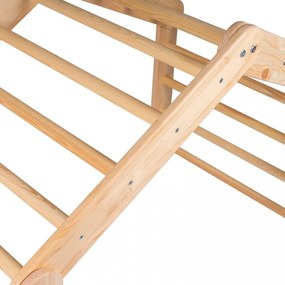 Duży domek z drabinką dla dzieci 112x61x94 cm składaną do pokoju. drewno, len, wiskoza, różowy domek, naturalna drabinka. - meowbaby®