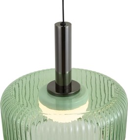 Designerska lampa wisząca Fiera, grafitowa, z zielonym szkłem, zintegrowanym LED, 3-stopniowo ściemnialna, 5-punktowa, z systemem Easylift
