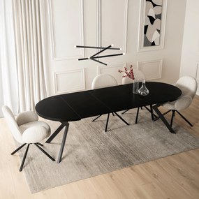 Stół Okrągły Rozkładany LUKAS 100-250 cm Czarny Nowoczesny Loft