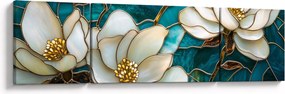 Obraz - Witraż z magnolią (170x50 cm)