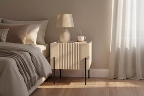 Szafka nocna z szufladą Malmi 45 cm - kaszmir / crema bianca / czarne nóżki