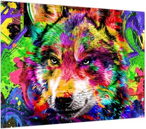 Obraz - Wilk z graffiti (70x50 cm)