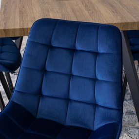Zestaw 4x Krzesło Tapicerowane RICK do Salonu Granatowe Welurowe Nowoczesne Loft