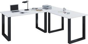 Biurko narożne Lona 80 cm U aluminium czarne