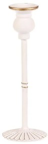 Metalowy świecznik na świecę stożkową 24 cm, biały, 24 cm