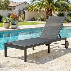 Outsunny Leżak Oddychający z 6-stopniową Regulacją Oparcia, Kółkami, Aluminiową Ramą | Aosom PL