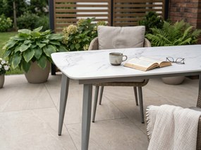 Stół ogrodowy aluminiowy beżowy 180x90 cm Spiek kamienny solidny i trwały