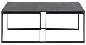 Stoliki z blatem w dekorze marmuru w kolorze matowej czerni zestaw 3 szt. 60x120 cm Infinity – Actona