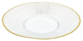 Szklany talerz płaski ze złotą obwódką DATURA, 28 cm