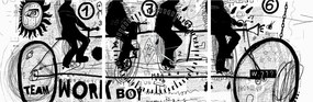 Obraz - Praca zespołowa, jazda na rowerze (z zegarem) (90x30 cm)