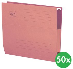 Teczki zawieszane z bocznymi zabezpieczeniami, różowe, 50 szt.