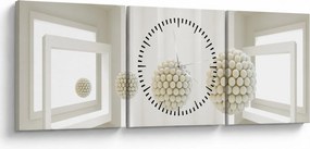 Obraz -Spojrzenie do wnętrza - abstrakcja (z zegarem) (90x30 cm)