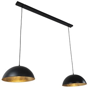 Industrialna lampa wisząca czarna ze złotem 2-światłowa - MagnaxPrzemysłowy Oswietlenie wewnetrzne