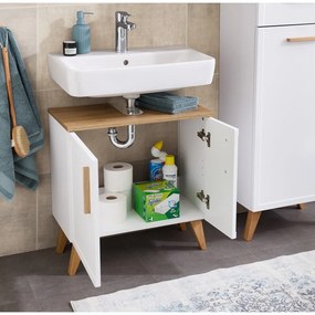 Biała wisząca szafka pod umywalkę 65x60 cm Quickset 383 – Pelipal