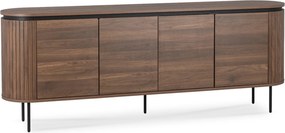 Owalna komoda z ryflowanymi wstawkami Beck 200 cm, orzech
