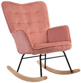 HOMCOM Fotel bujany, Fotel relaksacyjny, Fotel bujany, obciążenie do 120 kg, Poliester, 98 x 71 x 101 cm, Różowy