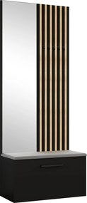 Garderoba MODULO - Czarny / Lamele dąb artisan / Z lustrem / 80,6 cm / JASMINE 90 (Szary)