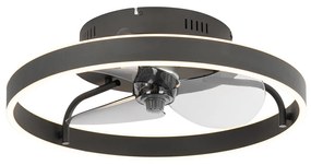 Czarny Wentylator sufitowy z lampą 50 cm z LED z możliwością ściemniania i pilotem - Maddy Nowoczesny Oswietlenie wewnetrzne