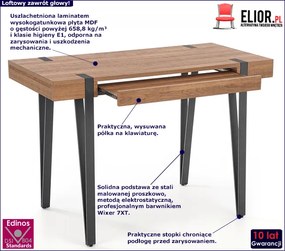 Industrialne biurko z szufladą orzech miodowy Alos