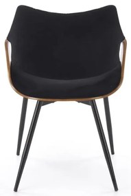 Krzesło tapicerowane K586 VELVET czarne/orzech HALMAR