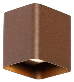 Zewnetrzna Nowoczesna lampa ścienna rdzawo-brązowa z wbudowanym LED IP54 kwadratowa - Evi Nowoczesny Oswietlenie zewnetrzne