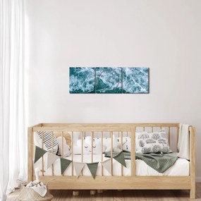 Obraz - Fale oceanu (z zegarem) (90x30 cm)