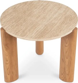 Stolik Kawowy TRAVERTINO 60 cm Trawertyn/Dąb Nowoczesny