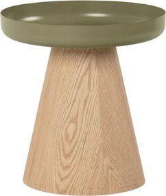 Stolik kawowy okrągły Tresel 40 cm do salonu - naturalny / zielony