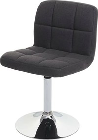 Obrotowe krzesło do jadalni Cadiz,  tkanina/tekstylia ciemnoszare, podstawa chromowana