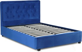 Łóżko Tapicerowane 160x200 cm ze Stelażem Dwuosobowe CROS Welurowe Granatowe