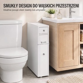 HOMCOM Wąska szafka łazienkowa stojąca z 2 szufladami, Biały | Aosom PL