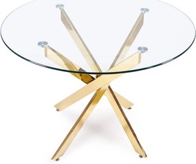 Zestaw Stół Okrągły SALLO 110 cm i 4 Krzesła Tapicerowane Plecione DAN Szare Glamour