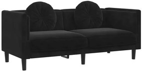 Czarna sofa 2-osobowa z poduszkami Celinda 2X