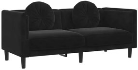 Czarna sofa 2-osobowa z poduszkami - FINO 4X