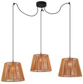 Zewnętrzna lampa wisząca czarna z pomarańczowymi kloszami z liny 3-punktowa IP44 - Cava Jayla