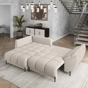 Masseno Narożnik VESTANO  z funkcją spania i pojemnikiem na pościel Narozniki L, Rozkładana sofa - Kremowy, QUELLE 02