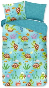 Niebieska bawełniana pościel dziecięca jednoosobowa 140x220 cm Turtles – Good Morning