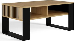Ława Z Lamelami I Półką Dąb Artisan + Czarny T2-B31