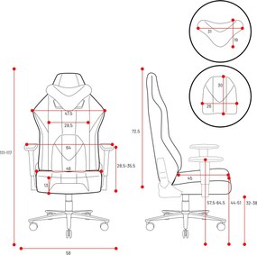Fotel do grania dla młodzieży Diablo X-Player 2.0 Small Size, karmazynowo-antracytowy
