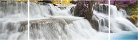 Obraz wodospadu Erawan w lesie (170x50 cm)