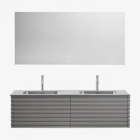 Zestaw Wiszących Mebli Łazienkowych 160x50 Cm Z Drewna Z Wbudowanymi Umywalkami Noura Prostokątny Led I Przeciwmgielny 160x75 Cm Riben & Nickel & 2 X