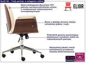 Kremowy fotel industrialny z ekoskóry na kółkach - Keltis 4X
