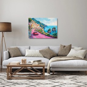 Obraz na szkle - Różowa droga przy wybrzeżu (70x50 cm)