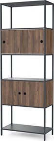 Regał biurowy metalowy z szafkami Eco Design Ariel, 80x40x220 cm, orzech/antracyt