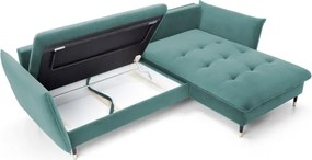 Narożnik GLAM Prawostronny z funkcją spania, zestaw z poduszkami wolnostojący tkanina RIVIERA 76 Miętowy DOMO HOME