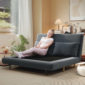 HOMCOM Sofa z funkcją spania, łóżko dla gości, 3-stopniowe regulowane oparcie, wygląd sztruksu, do 120 kg, 141 x 90 x 81 cm, Ciemnoszary