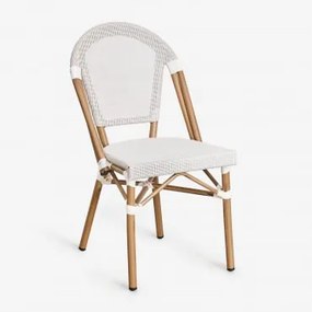 Zestaw 4 Aluminiowych Krzeseł Do Jadalni Brielle Bistro, Które Można Sztaplować Gardenia Biel - Sklum