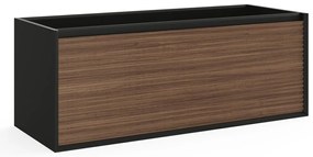 Szafka pod umywalkę wisząca ryflowana - Naturalny ciemny i czarny - 120 cm - BANIVA