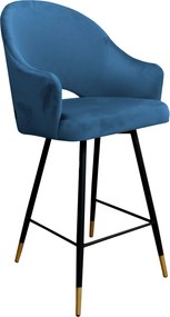 Hoker Velvet krzesło barowe tkanina Welur podstawa metalowa : Kolor nogi - Czano-złota stożek, Kolor tkaniny - VELVET - MG33, Typ siedziska - Siedzisko stałe